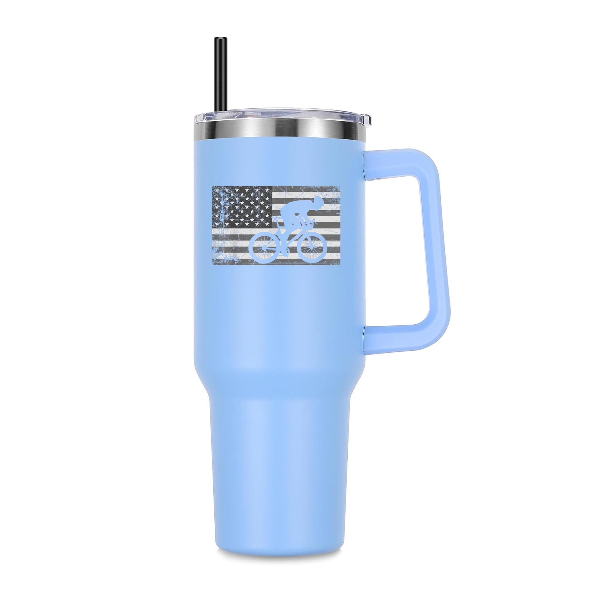 American Flag Cycling Bike Cyclists 40oz Stainless Steel Tumbler