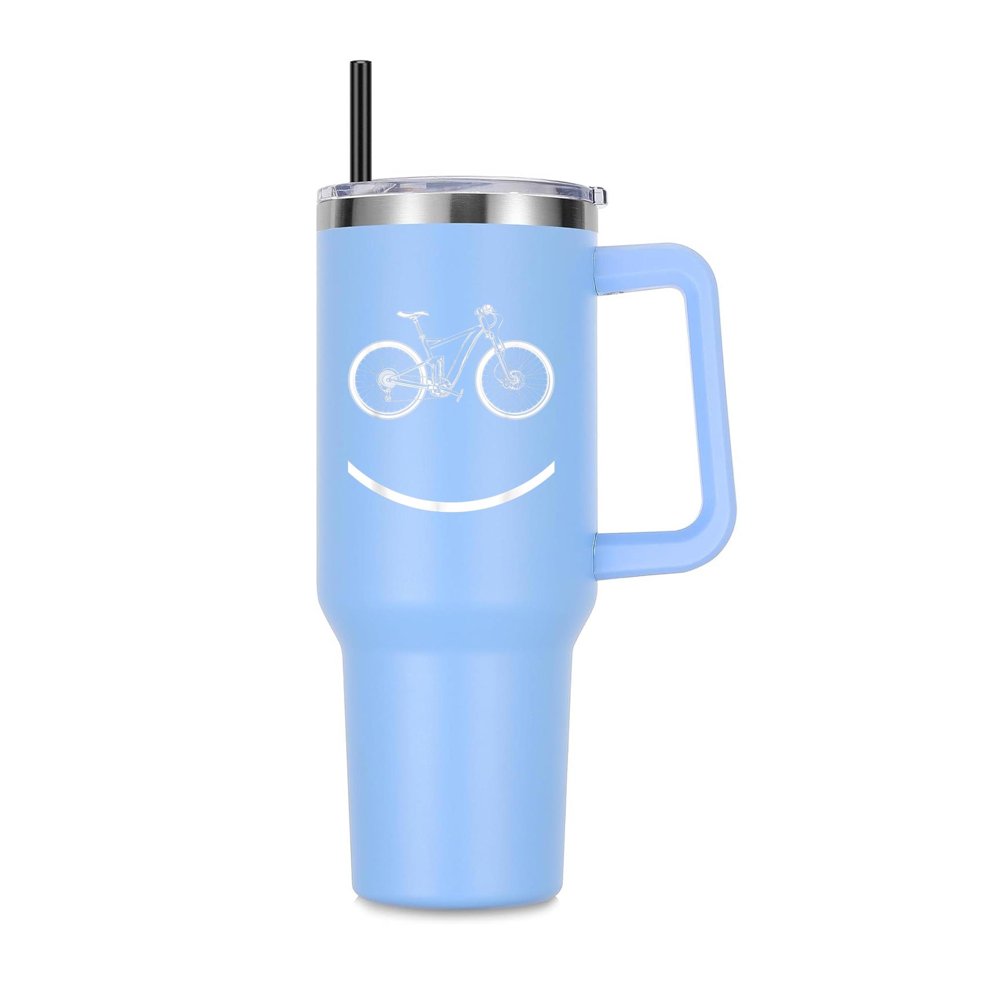 Bike Smiley Face MTB Cycling 40oz Stainless Steel Tumbler