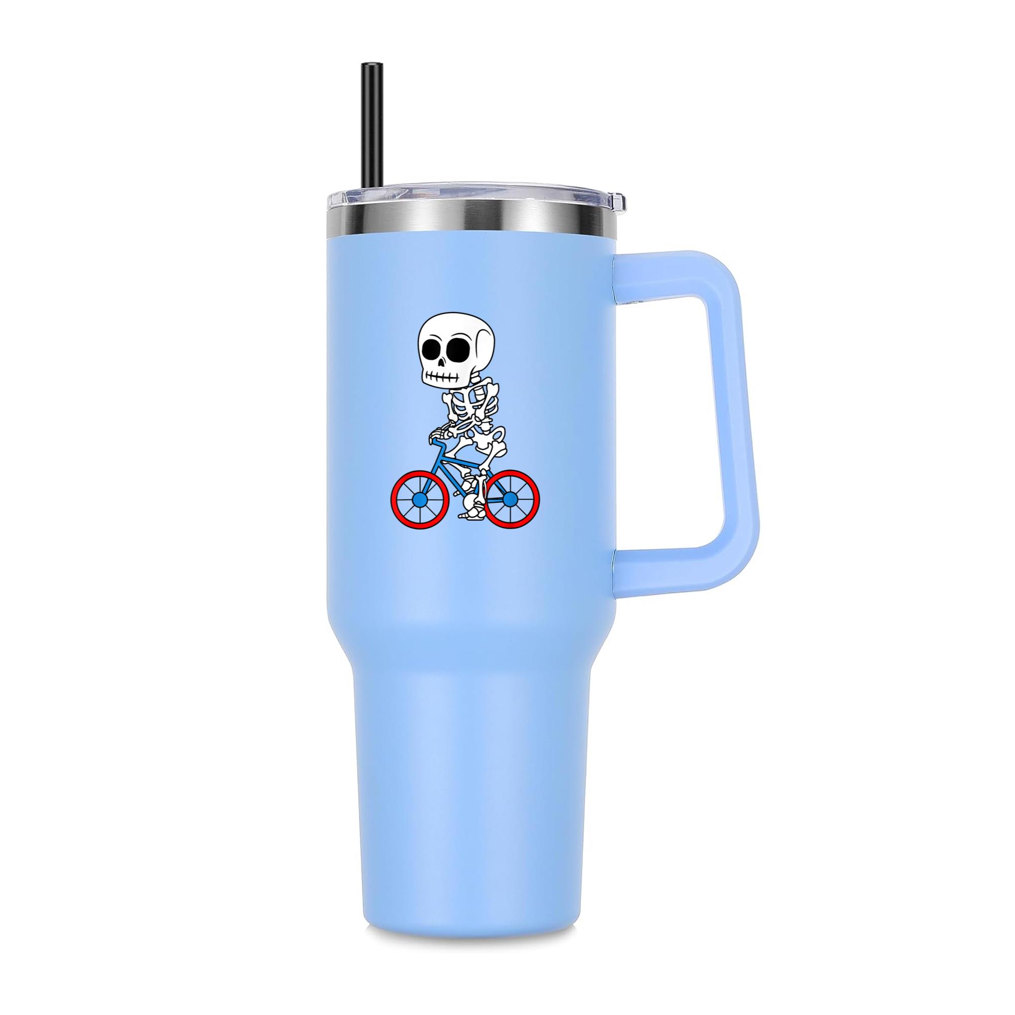 Cyclist Skeleton Biker Halloween 40oz Stainless Steel Tumbler