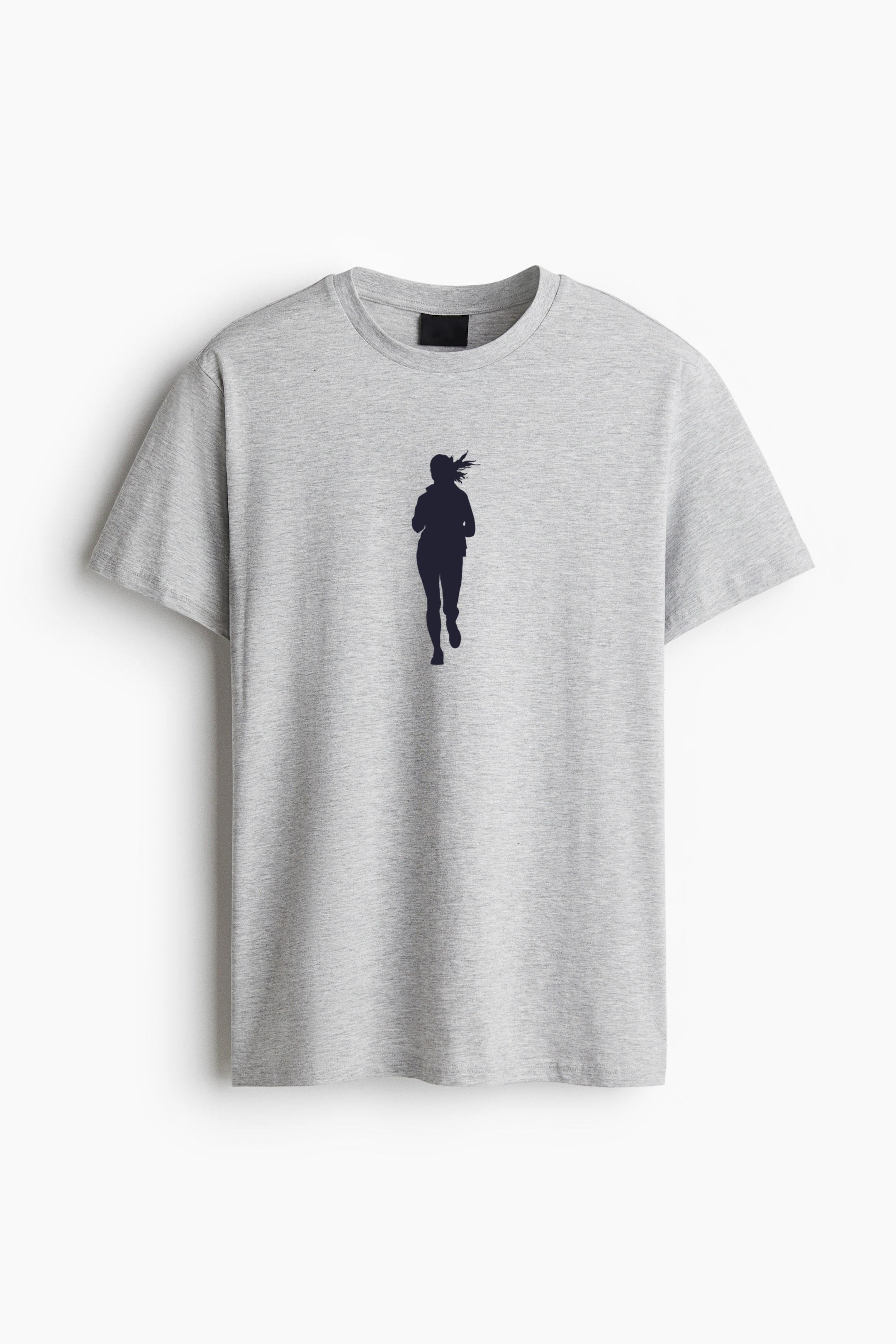 Girl Marathon Running Silhouette Classic Regular Fit T-Shirt