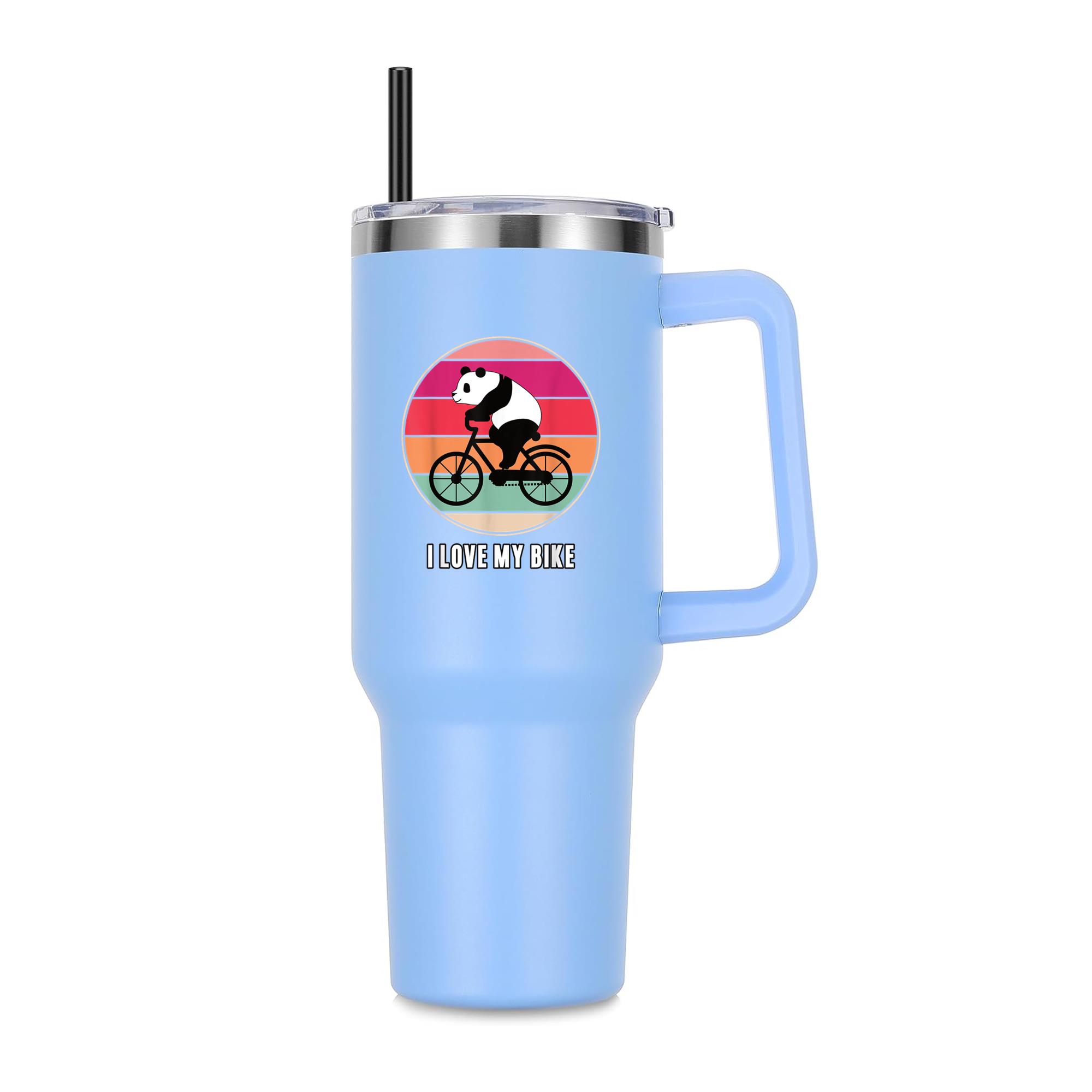 Panda Bear Cyclist Bike 40oz Stainless Steel Tumbler