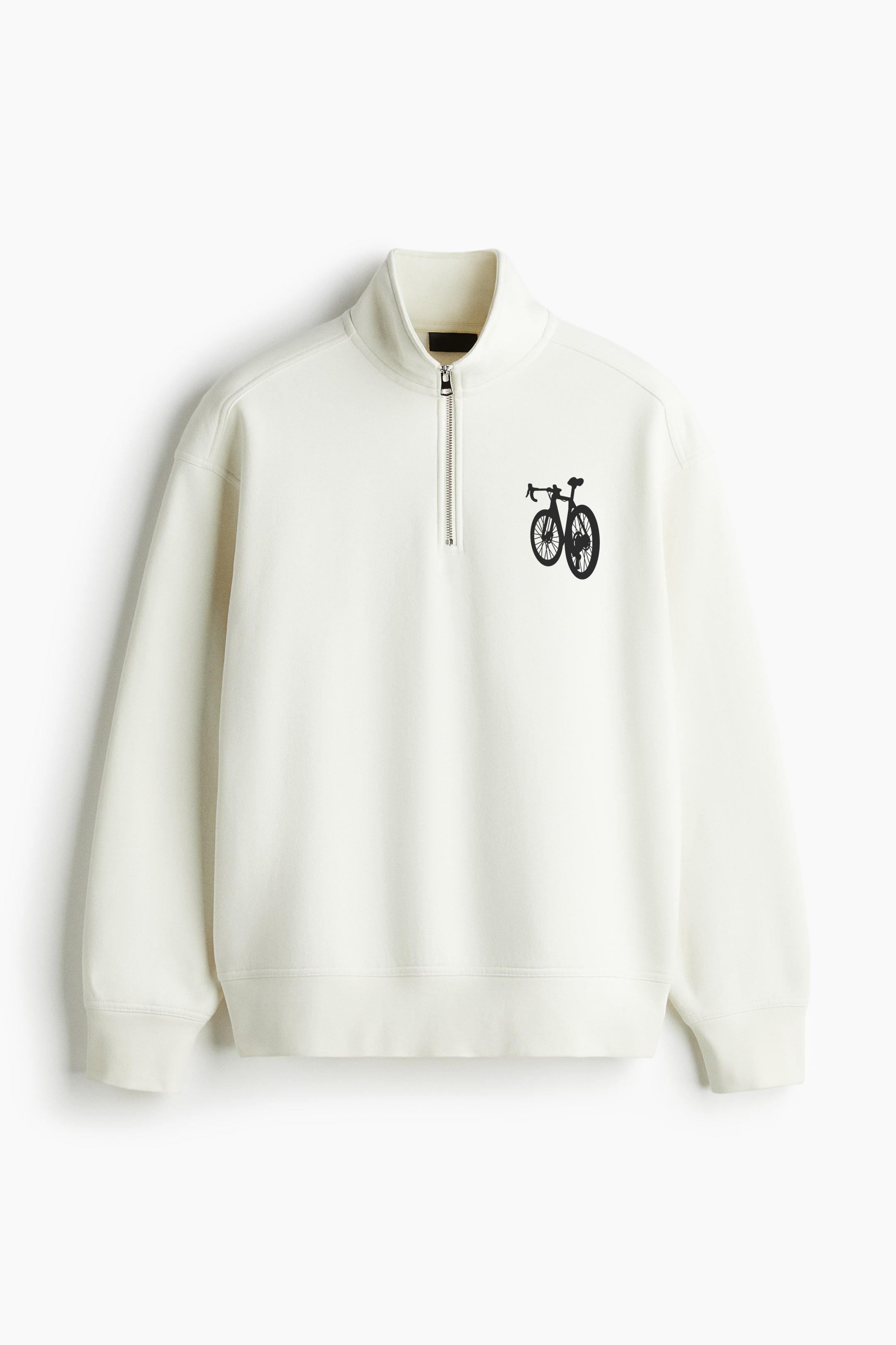 Racing Bicycle Rear Silhouette Loose-Fit Sweatshirt Collar Jacket