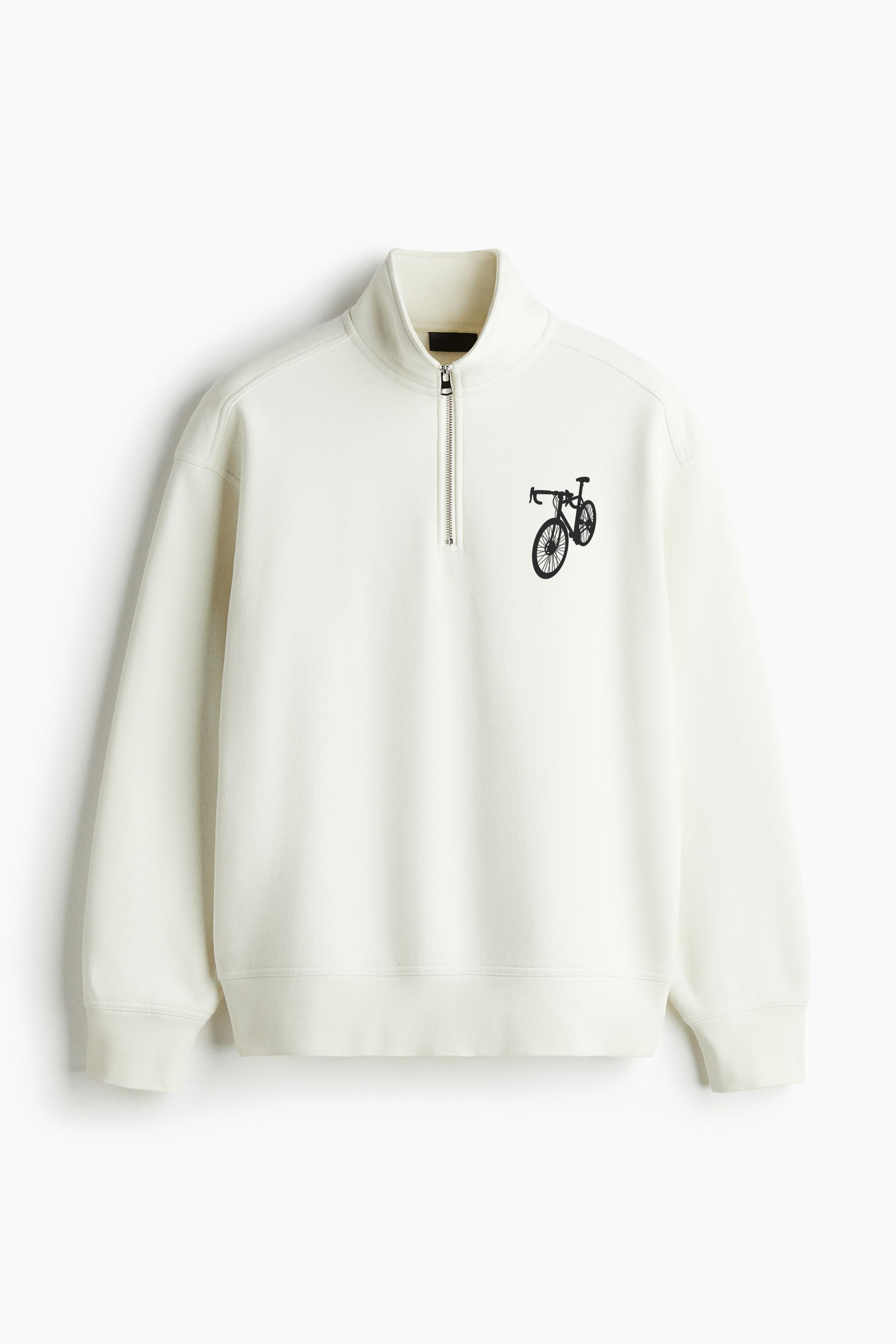 Racing Bicycle Silhouette Loose-Fit Sweatshirt Collar Jacket