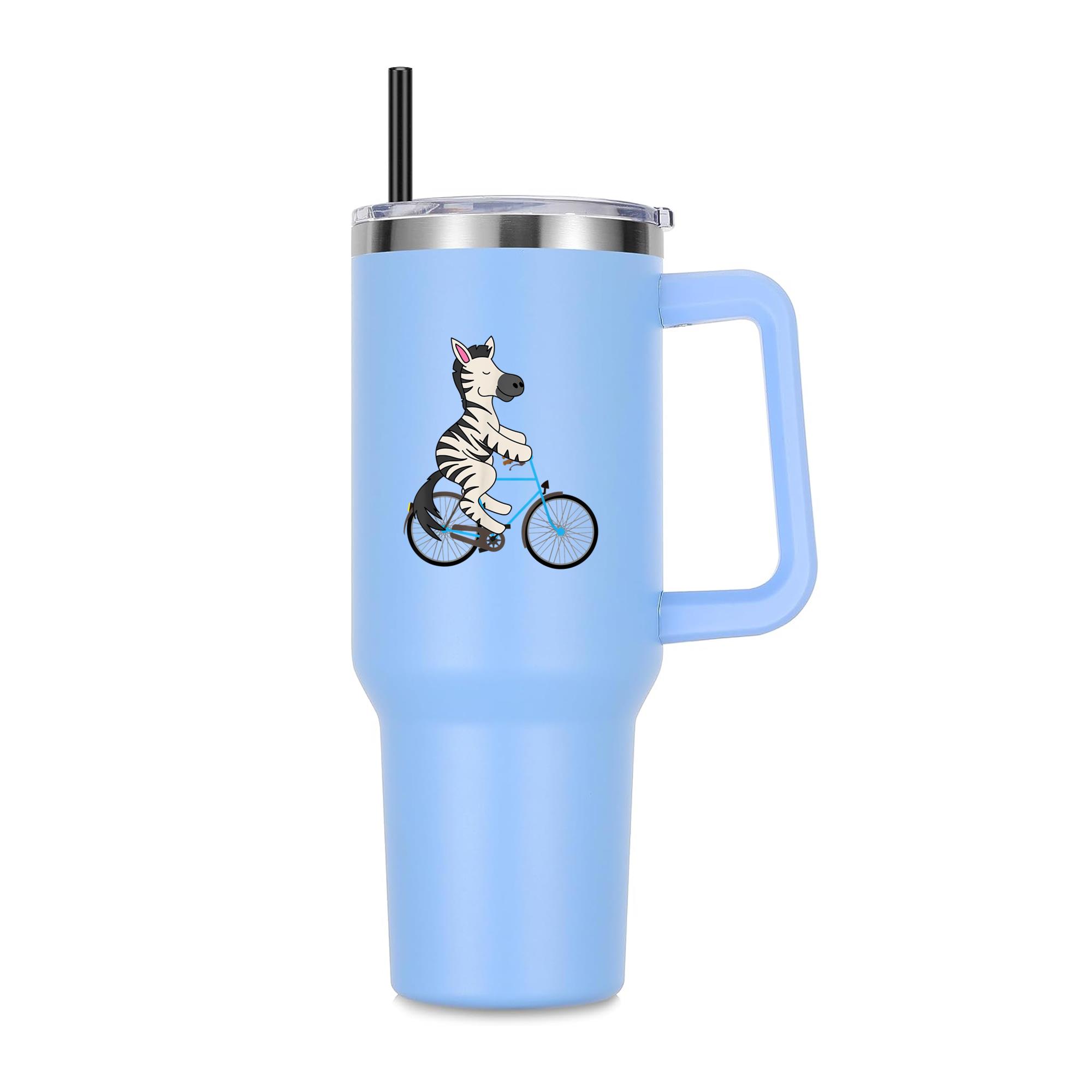 Zebra On Bike Black White Stripe Biking 40oz Stainless Steel Tumbler