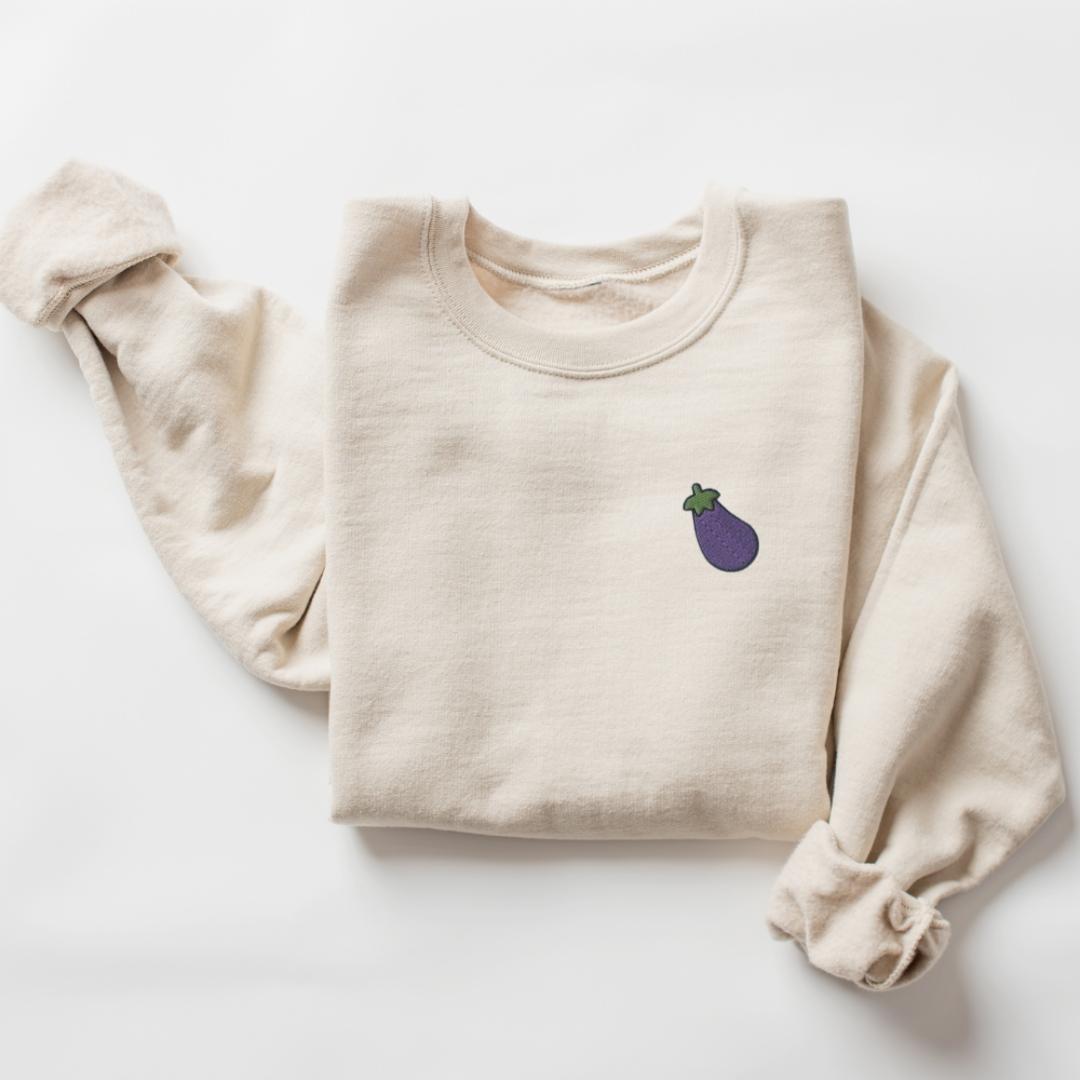 Eggplant Embroidered Sweatshirt