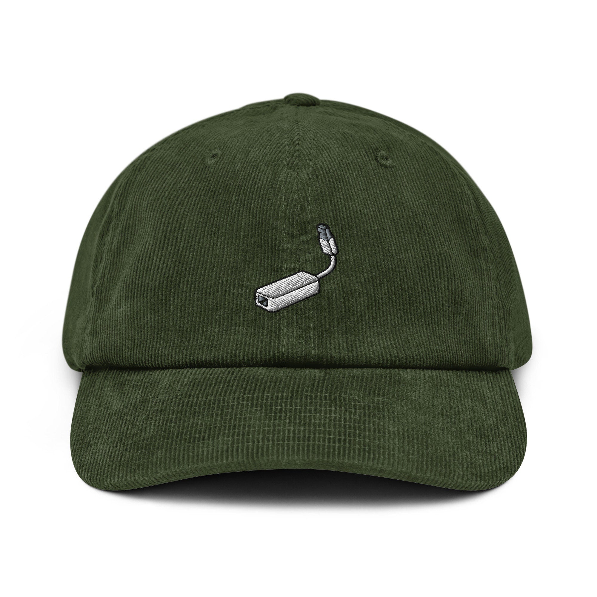 USB Dongle Corduroy Hat, Handmade Embroidered Corduroy Dad Cap - Multiple Colors