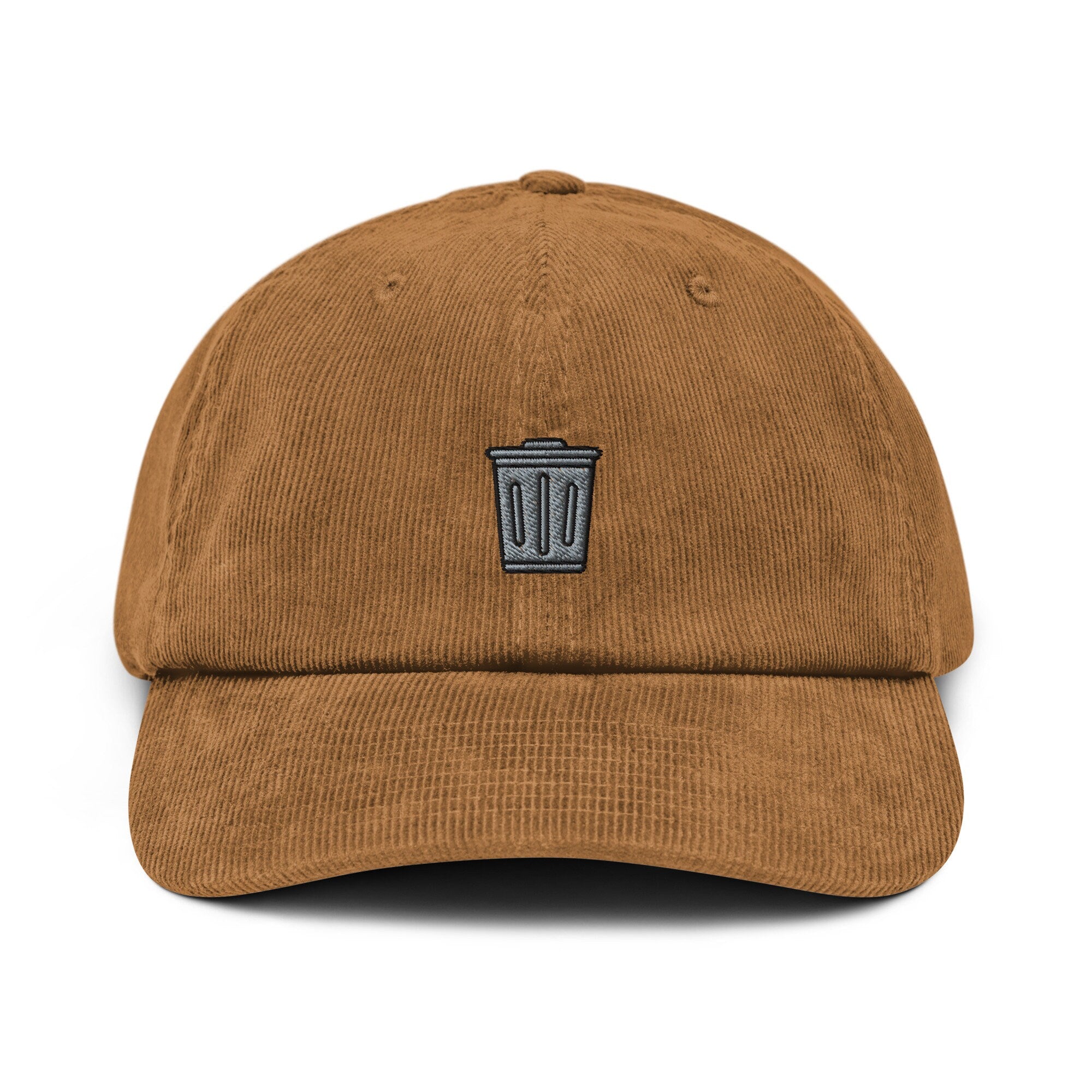 Trash Can Corduroy Hat, Handmade Embroidered Corduroy Dad Cap - Multiple Colors