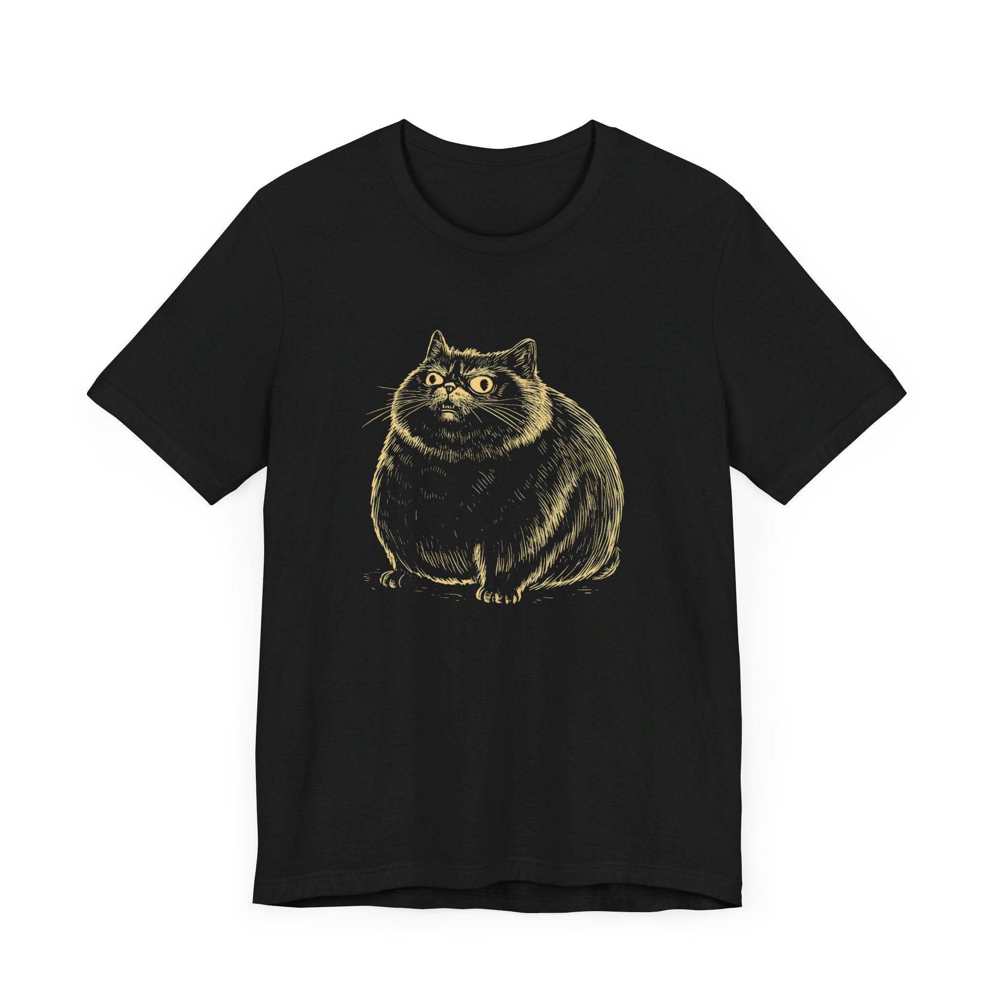 Cute Chubby Cat Illustration T-Shirt – Adorable Kitty Lover Tee