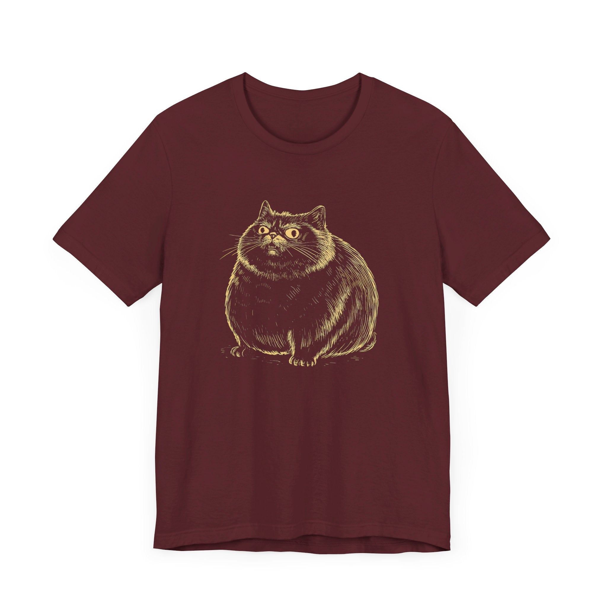 Cute Chubby Cat Illustration T-Shirt – Adorable Kitty Lover Tee