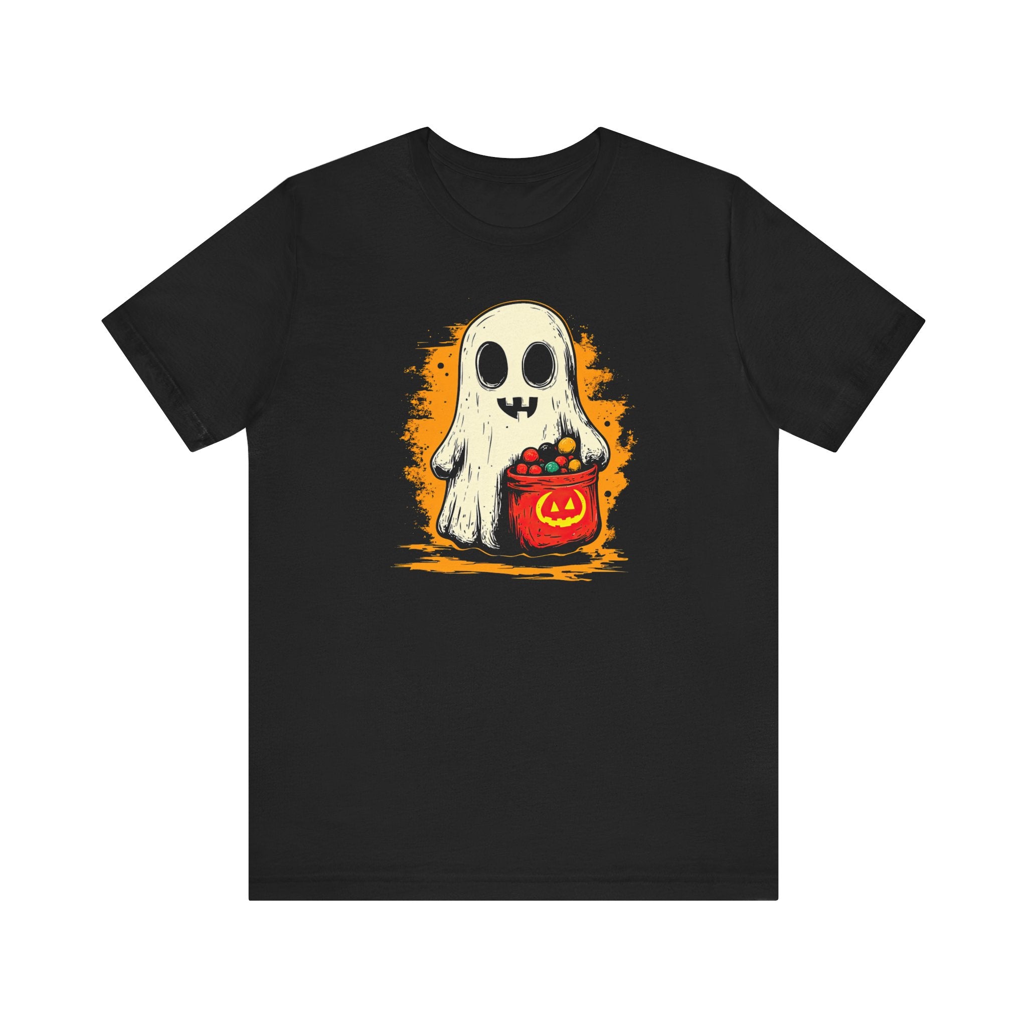 Cute Ghost Halloween Graphic Tee – Spooky Pumpkin Candy Design Shirt