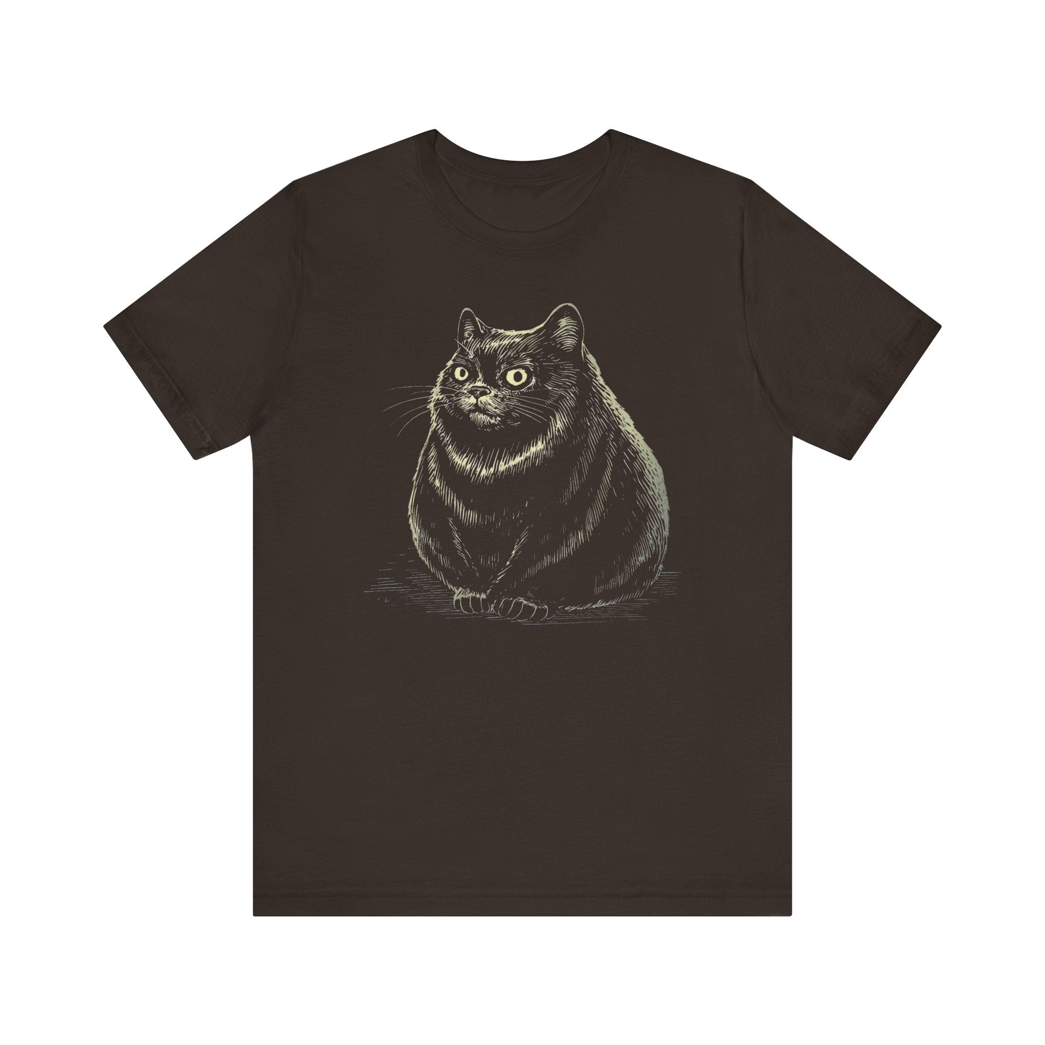 Curious Chonky Cat T-Shirt Cute and Quirky Design