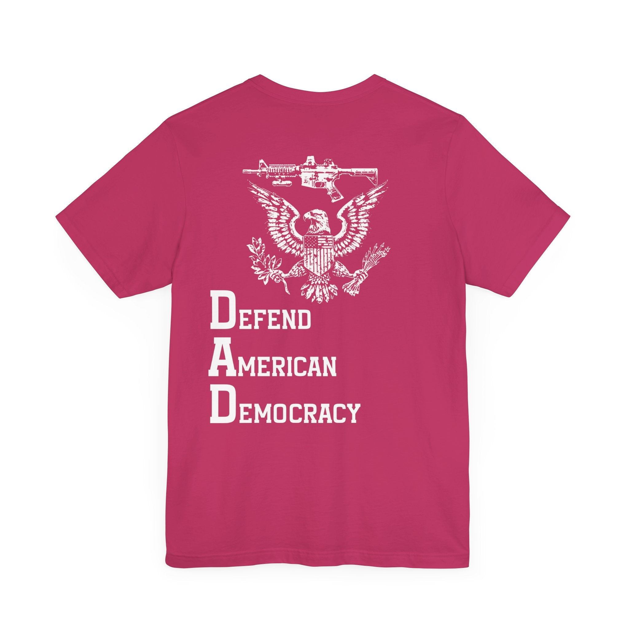 Defend American Democracy T-Shirt, Patriotic Eagle and Rifle Tee, Bold Statement Military Style Shirt, Pro-Democracy USA Apparel