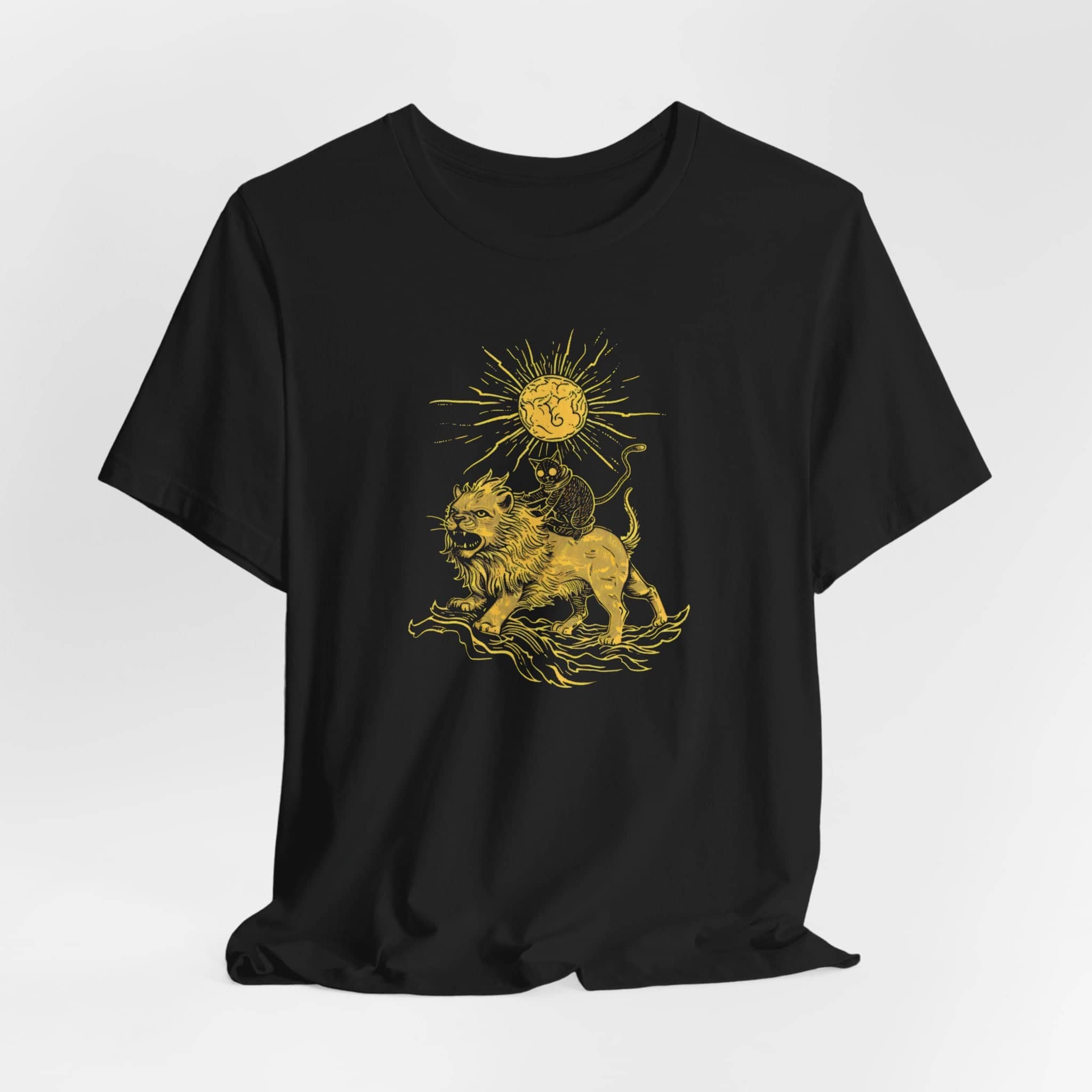 Cat Riding Lion Sunburst T-Shirt