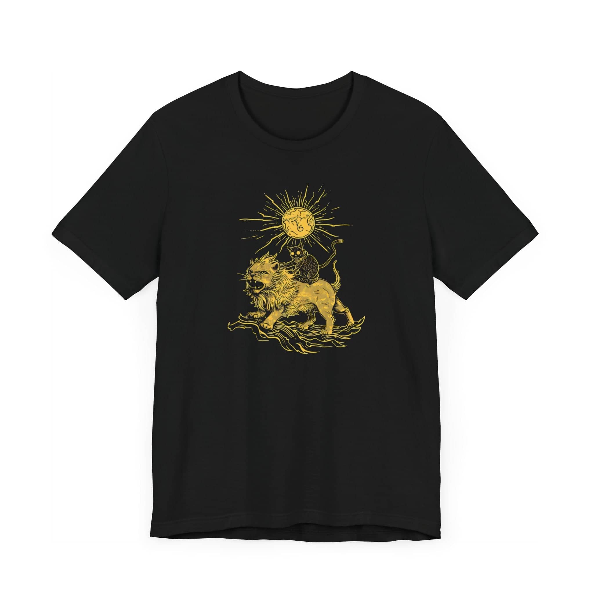 Cat Riding Lion Sunburst T-Shirt