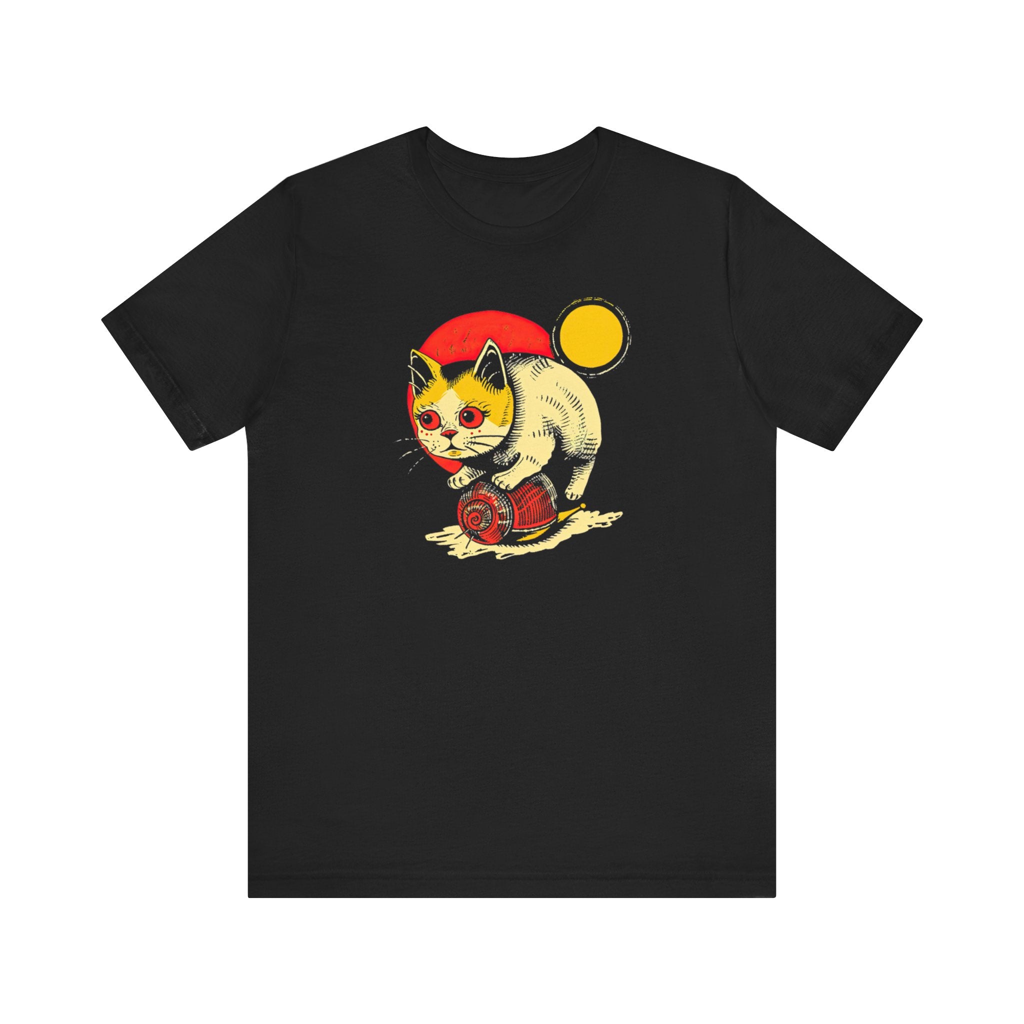 Cat Riding Snail T-Shirt - Retro Vintage Cat Lover Tee
