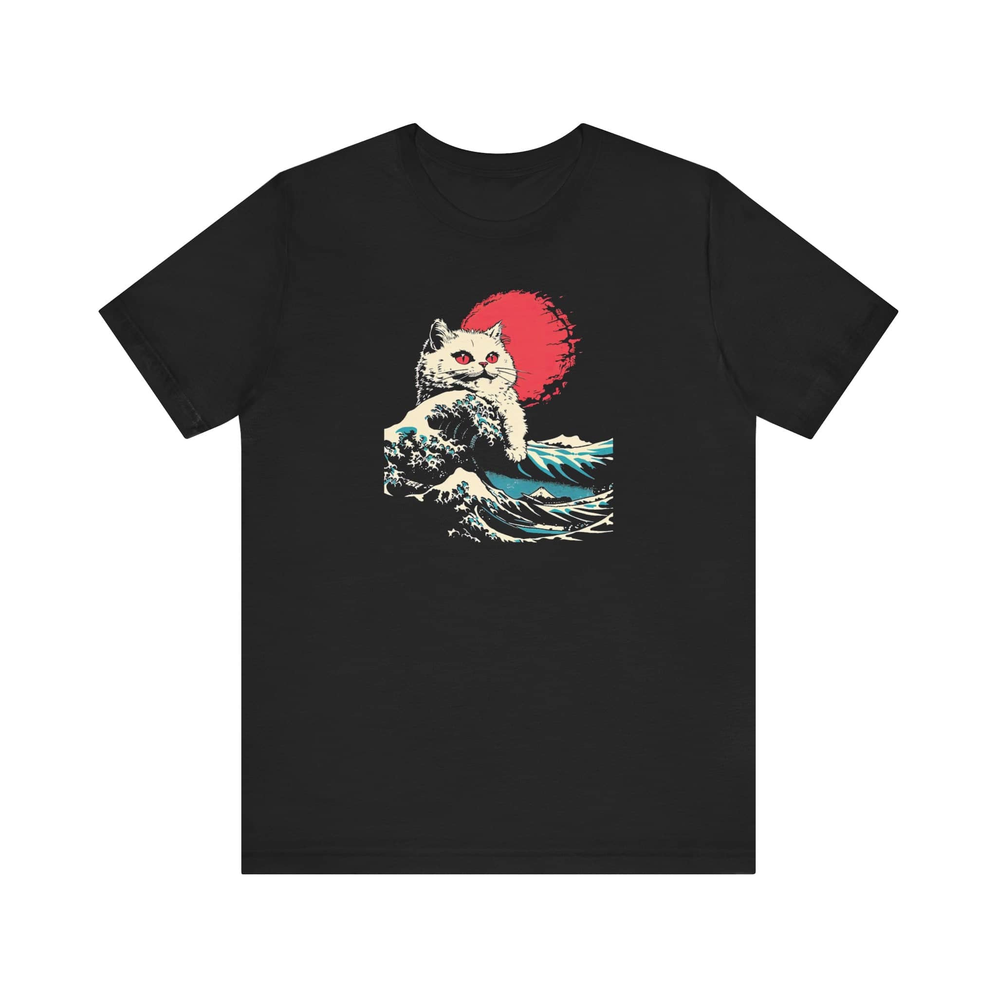 Cat in Japanese Wave Graphic Tee